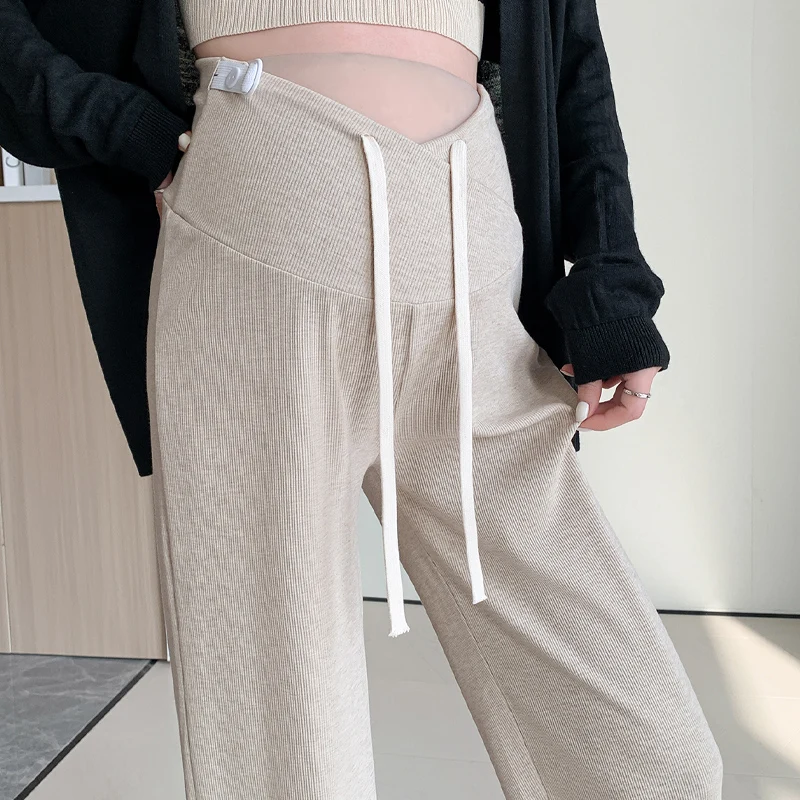 Across V Low Waist Maternity Pants Spring Summer Fashion During Pregnancy Trousers for Pregnant Women Casual Wide Leg Straight