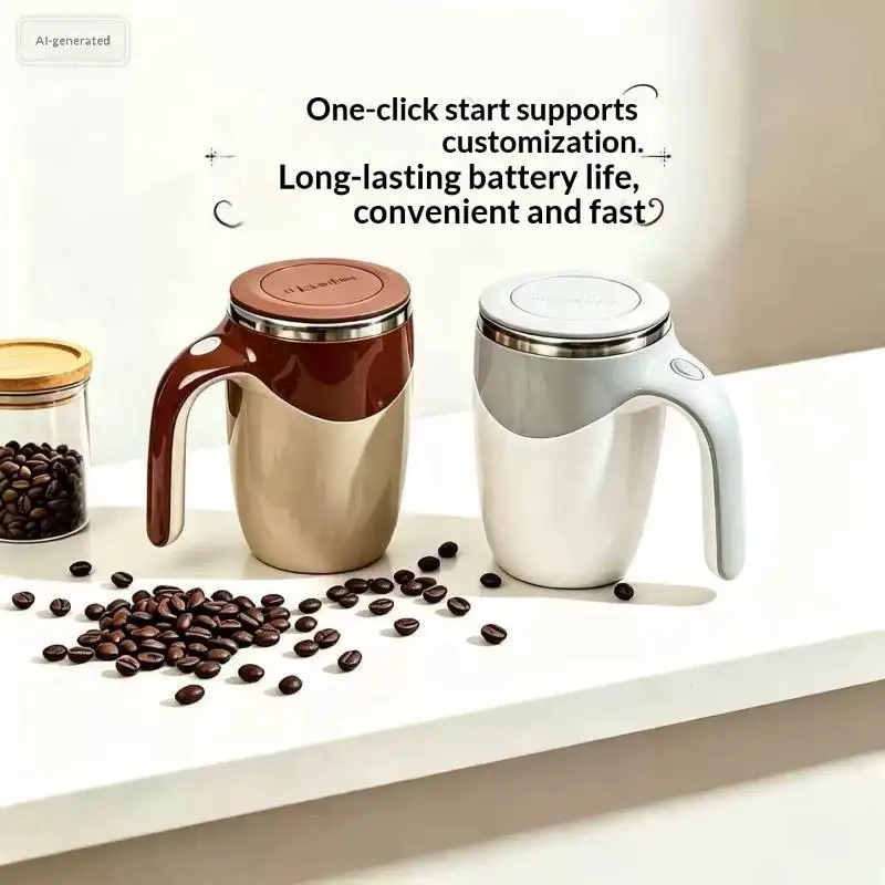 Rechargeable Automatic Stirring Mug Portable Electric Coffee Mixer Stainless Steel Rotating Magnetic Home Drinking Tool 1PC