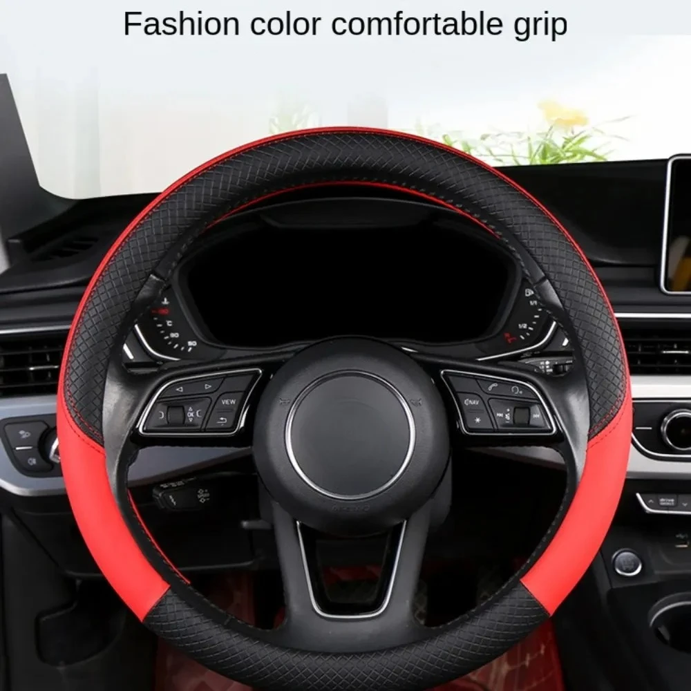 Car Steering Wheel Cover Diamond Embossed Leather All Season Universal Anti Slip and Breathable  for Most Car Models