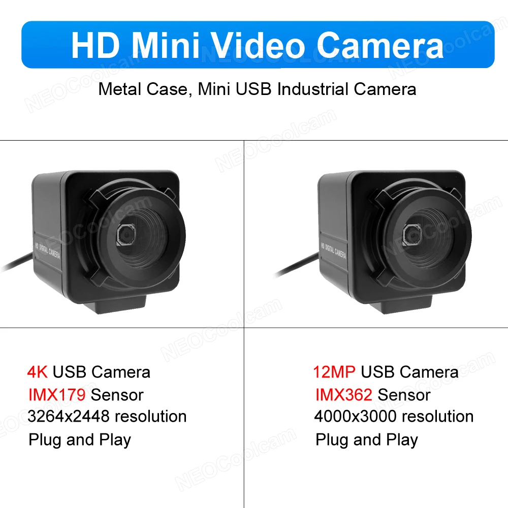 كاميرا ويب صناعية USB 12MP IMX362 / 4K IMX179 ضبط تلقائي للصورة كاميرا USB معدنية صغيرة لا تشويه لاجتماع تعليم الفيديو المباشر #2