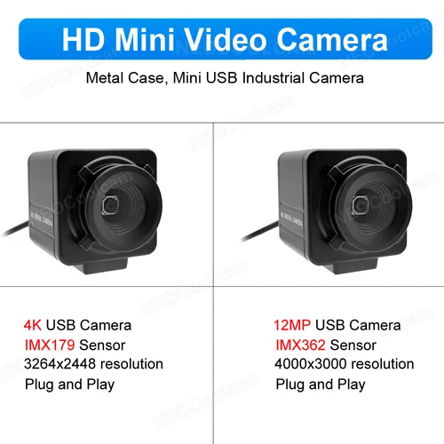 Imagen 2 del producto Cámara web USB Industrial 12MP IMX362/4K IMX179 Mini cámara Usb de Metal con enfoque automático sin lente de distorsión para reuniones de enseñanza de vídeo en vivo