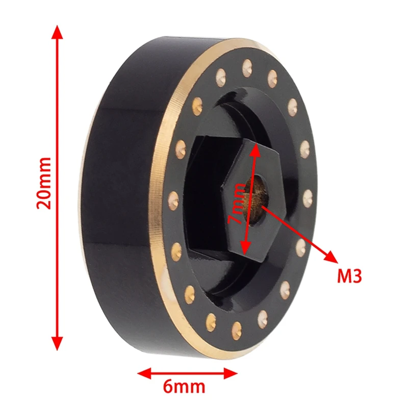 헤비 듀티 황동 휠 육각 어댑터 분동, AXIAL SCX24 90081 업그레이드 1/24 RC 크롤러 자동차 부품, 1 세트 신제품