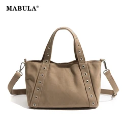 MABULA y2K borsa Tote da donna in tela alla moda borsa a tracolla in cotone Casual solido per borsa Shopping piccola ragazza Chic quotidiana