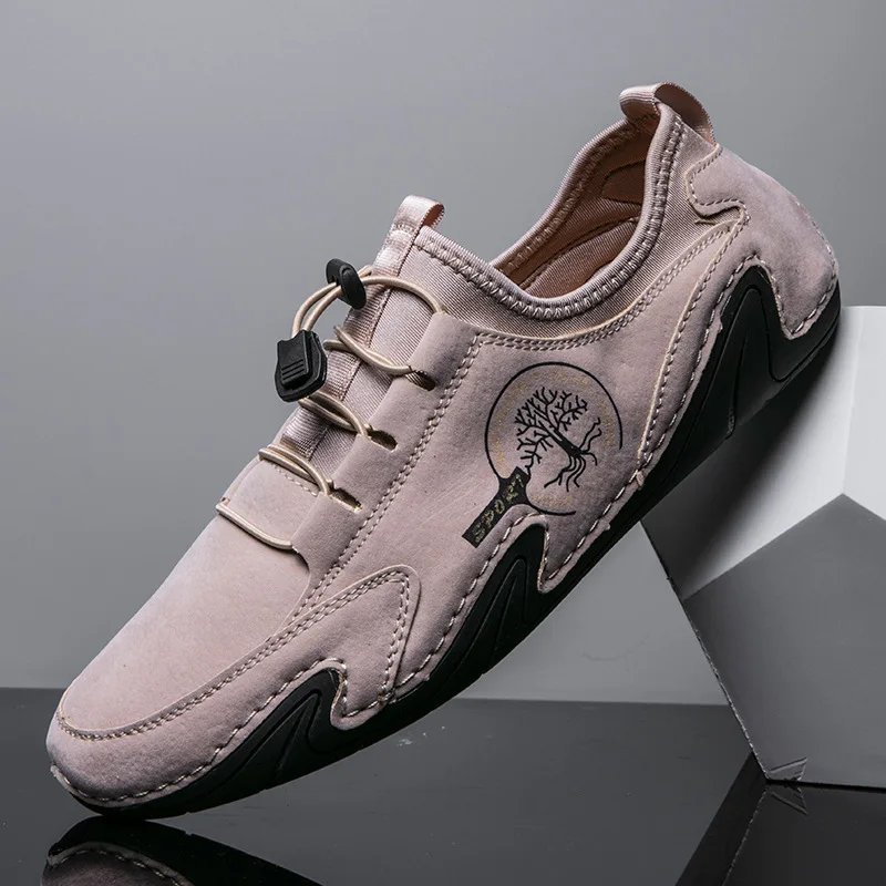 Men Casual Shoes Leather Fashion Men Sneakers Handmade Breathable Mens Loafers Boat Shoes Plus Size 38-48 Driving Shoes image 5