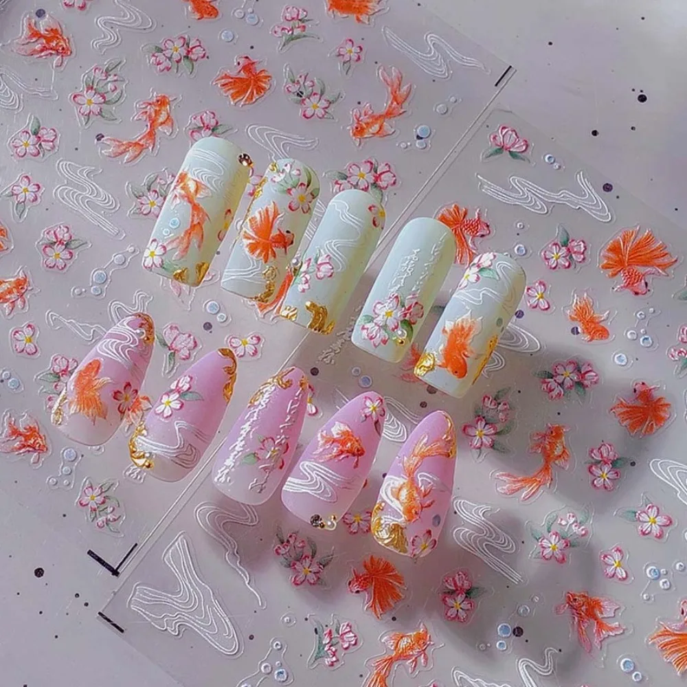 Concha estrella océano pegatinas de uñas medusas de mar vidrio brillante delfín gelatina océano calcomanías de uñas suministros de uñas accesorios de uñas en relieve
