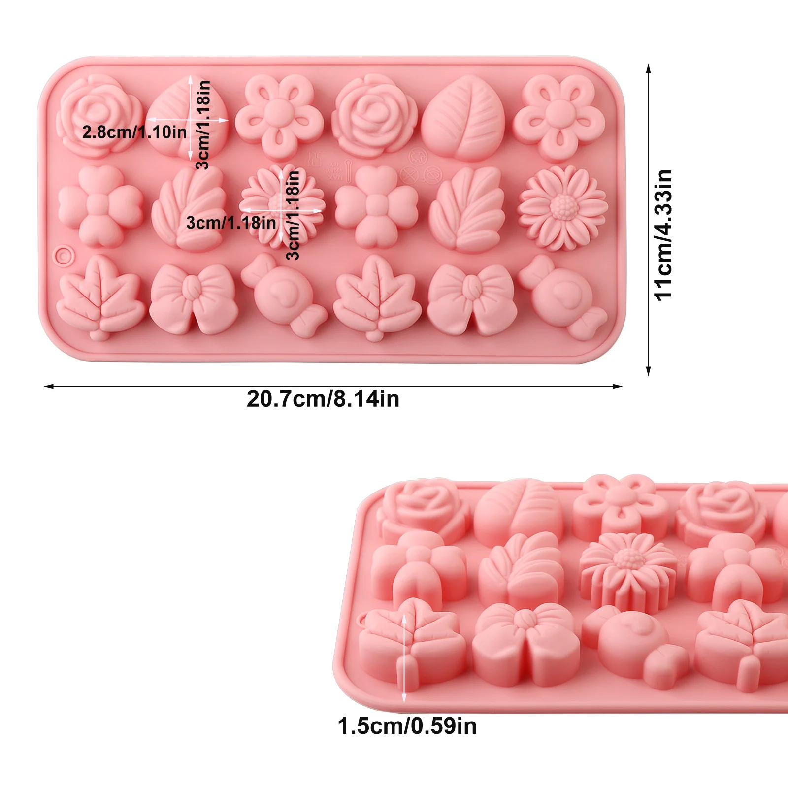 1 Pack of Silicone Chocolate Candy Molds, Various Flower and Leaf Shapes, Cute Candy Cake Molds, Decorative Tools, DIY Pudding Cookie Molds image 2