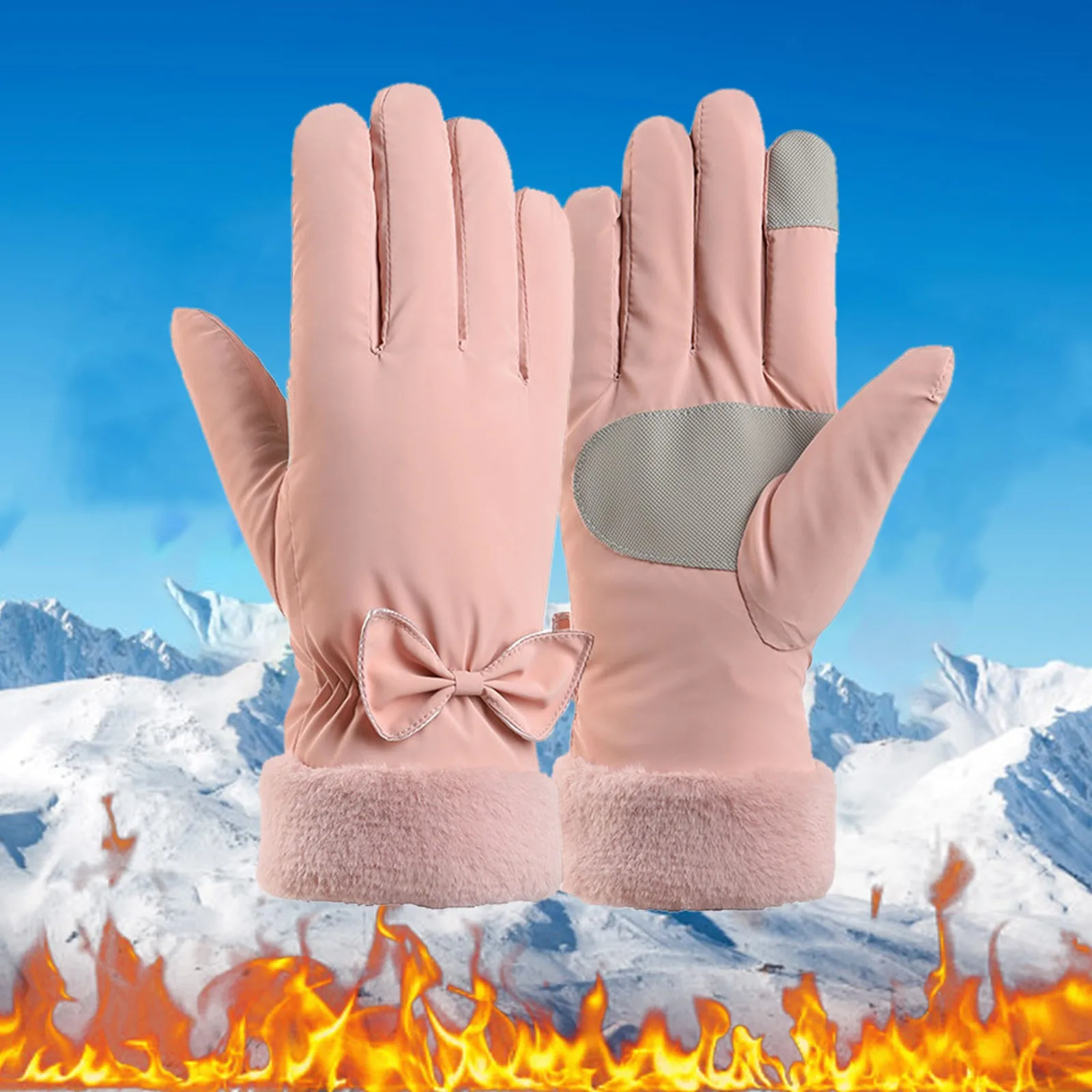 Winter Women Gloves Hand Warmer Thermal Fleece Lined Guantes Full Finger Ladies Mitten Touchscreen Waterproof Bike Cycling Glove