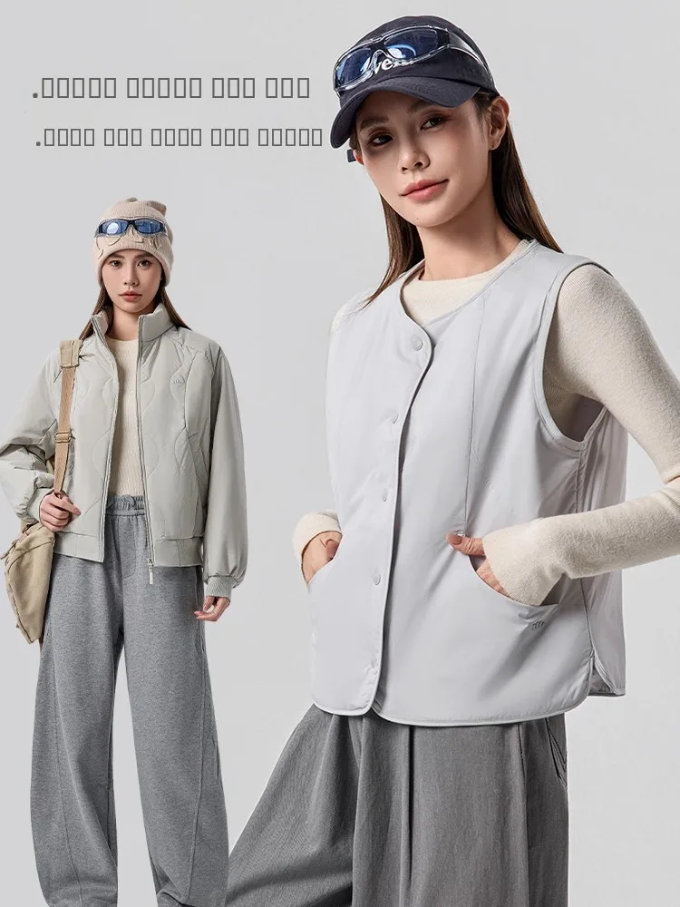 

Banana Le Women's Fce-Lined Thiened Vest Autumn Winter Warm Air Velvet Jaet V-Ne Single Button Closure Color