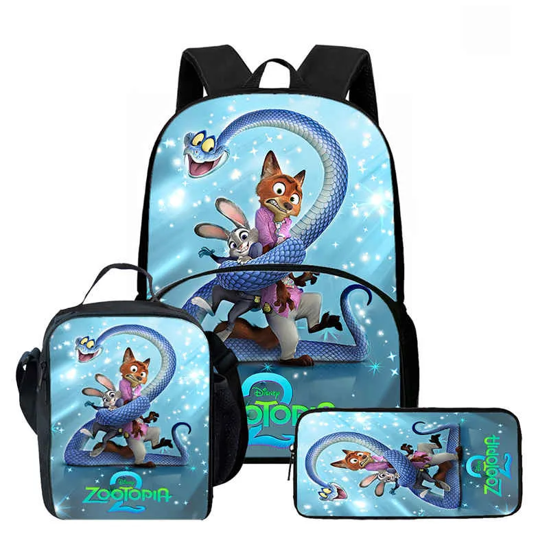 

Детский школьный рюкзак Disney с передней сумкой, сумки для обеда, сумки-карандаши для детей от 5 до 10 лет, школьные сумки с рисунком Zootopia 2 для мальчиков и девочек