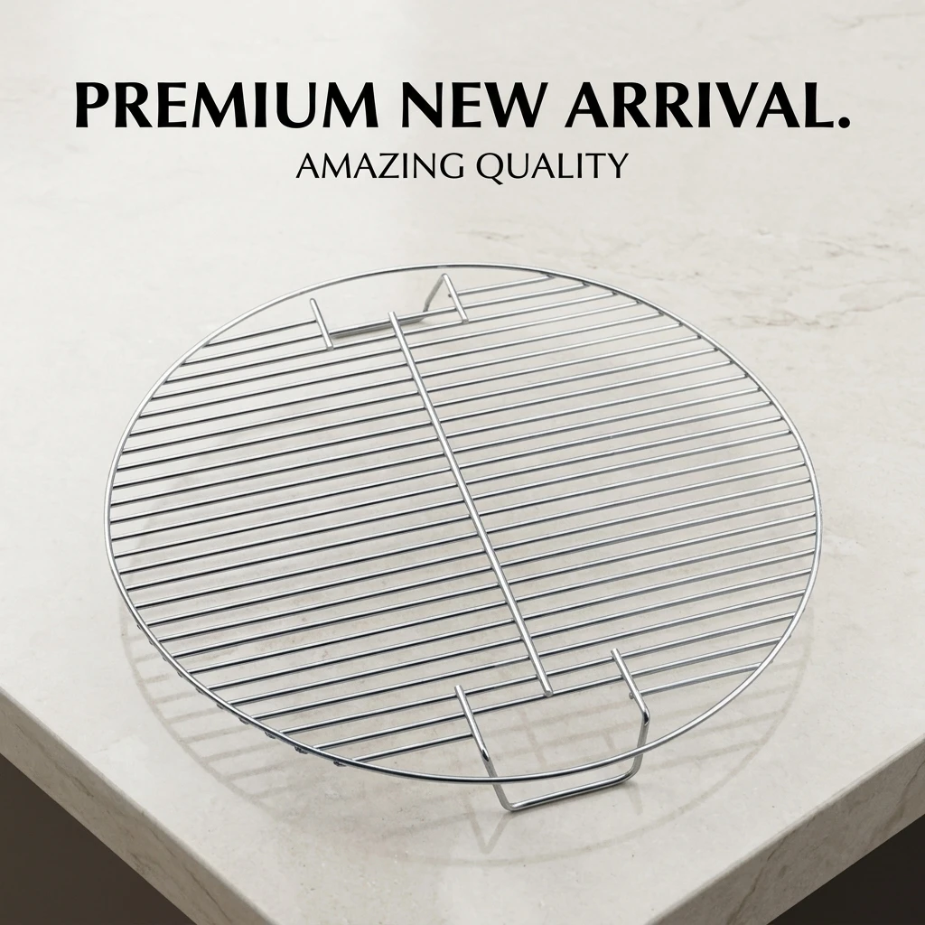 Round BBQ Grill Grate Large Iron Mesh Portable Rack for Outdoor Camping Home Barbecue Replacement Accessories