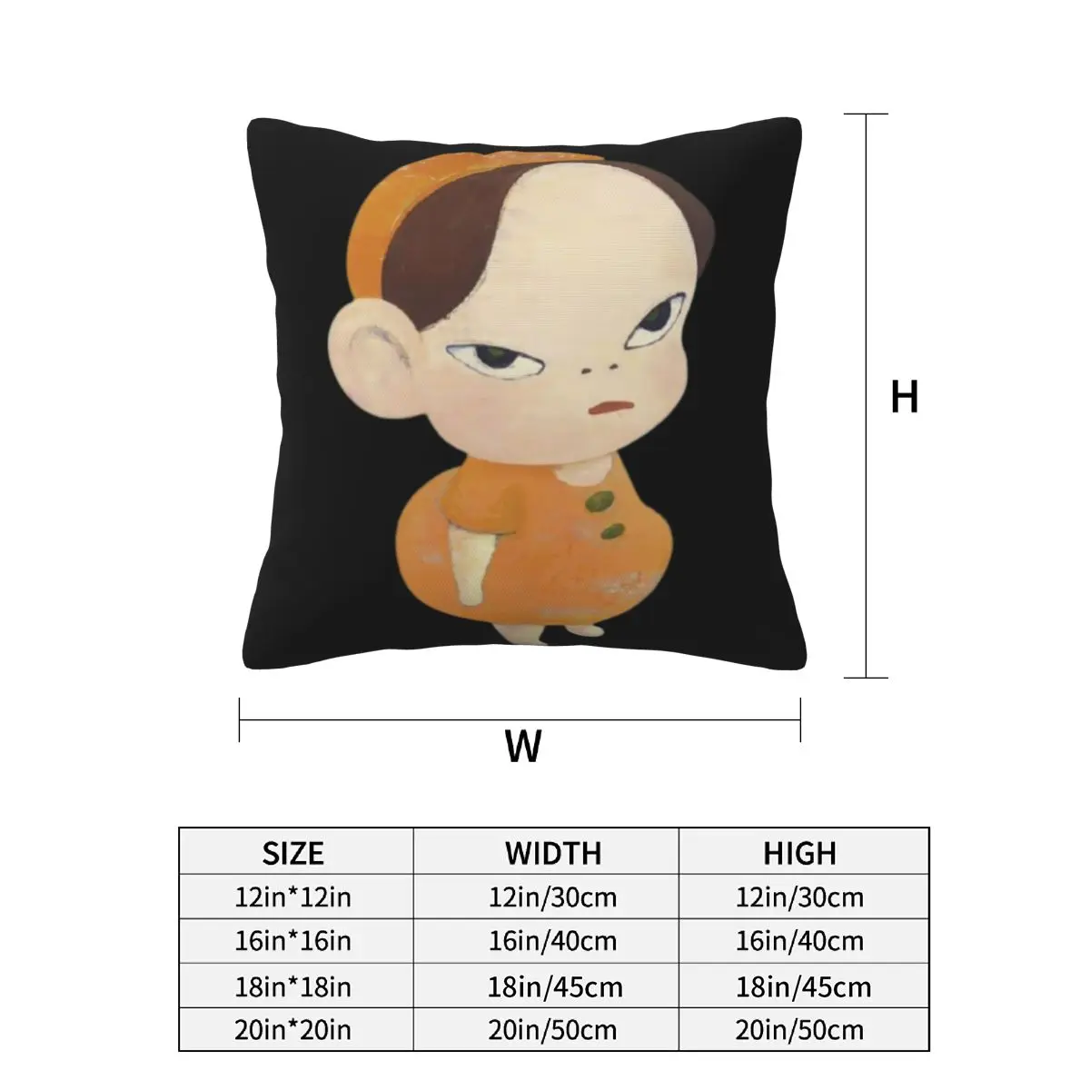 Yoshitomo Nara 2 pcs Square Pillowcase Pillow Cover Cushion Decor Comfort Throw Pillow for Home Sofa