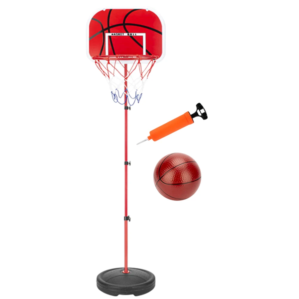 Mini aro de baloncesto con pelota y bomba, aro de baloncesto portátil, juego interior y exterior para niños