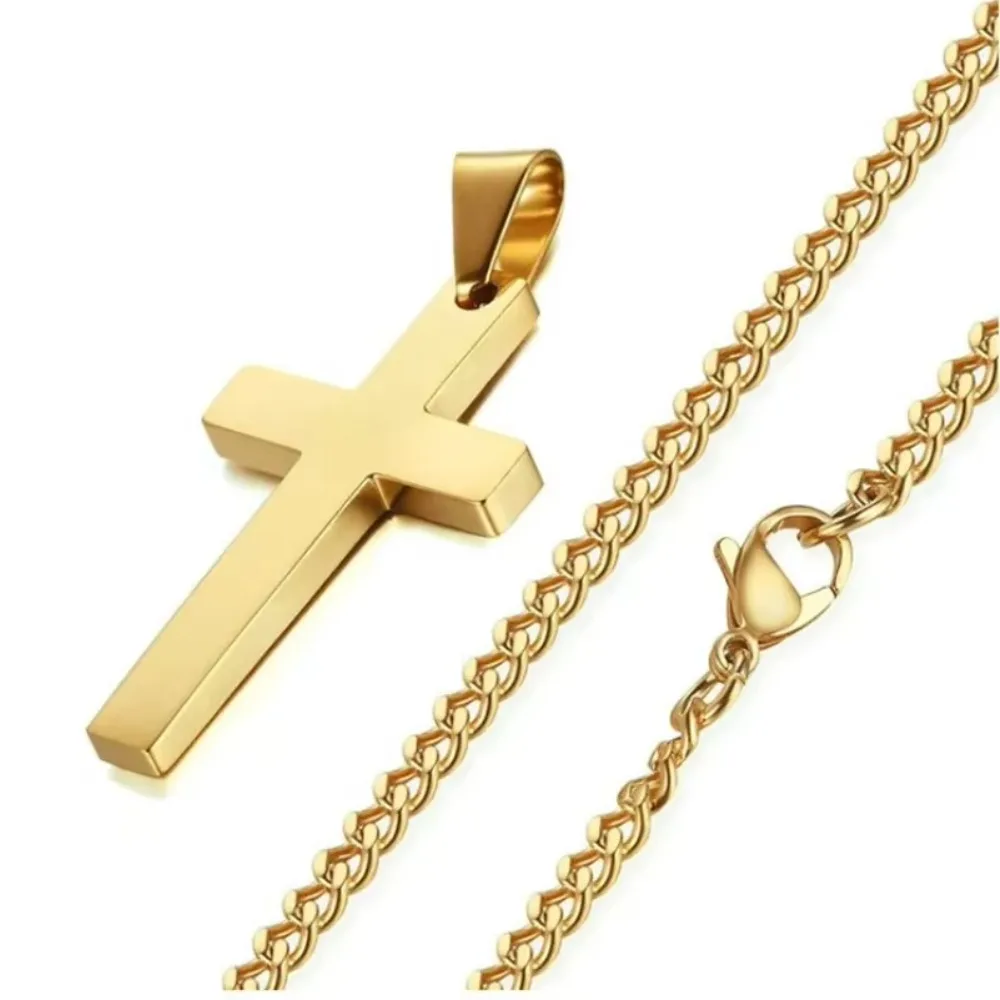 Collier croix classique-chaîne en or/argent de 24 pouces pour hommes et femmes, bijoux de prière du Christ religieux, cadeau pour les abonnés de foi