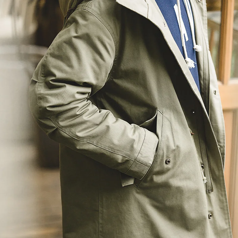 

Maden Workwear Vintage American M5 Fi Tail Casual Coat Hooded Men's Military een Jaet Thiened Autumn Winter Coat