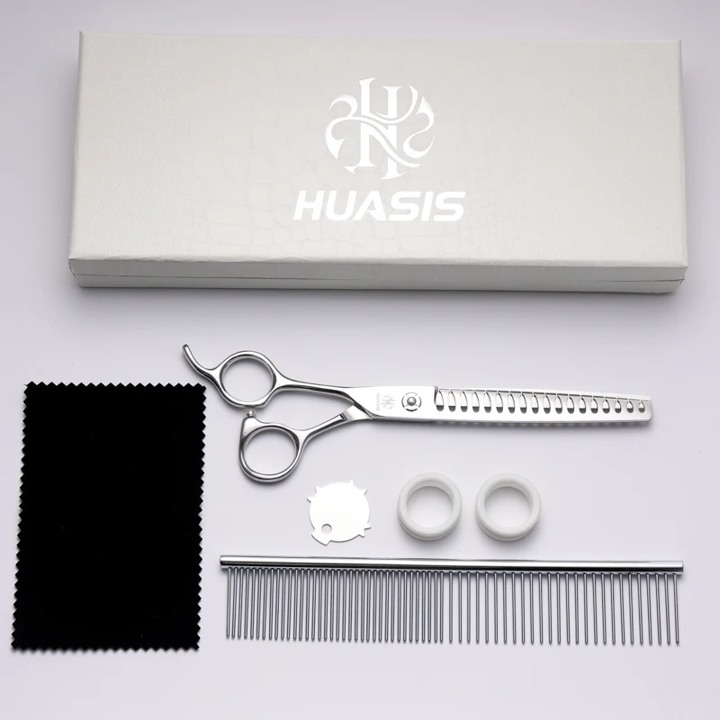 Imagem -03 - Huasis Hu21 Lefty Hand Chunker 6.5 e Disponível Tubarão Dentes Tesoura com Offconjunto Handle Dog Grooming 440c Shear