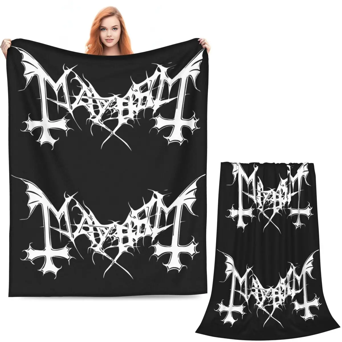 Mayhem Black Metal Band (3) Blankets Soft Warm Flannel Throw Blanket Bedding for Bed Living room Picnic Travel Home Sofa