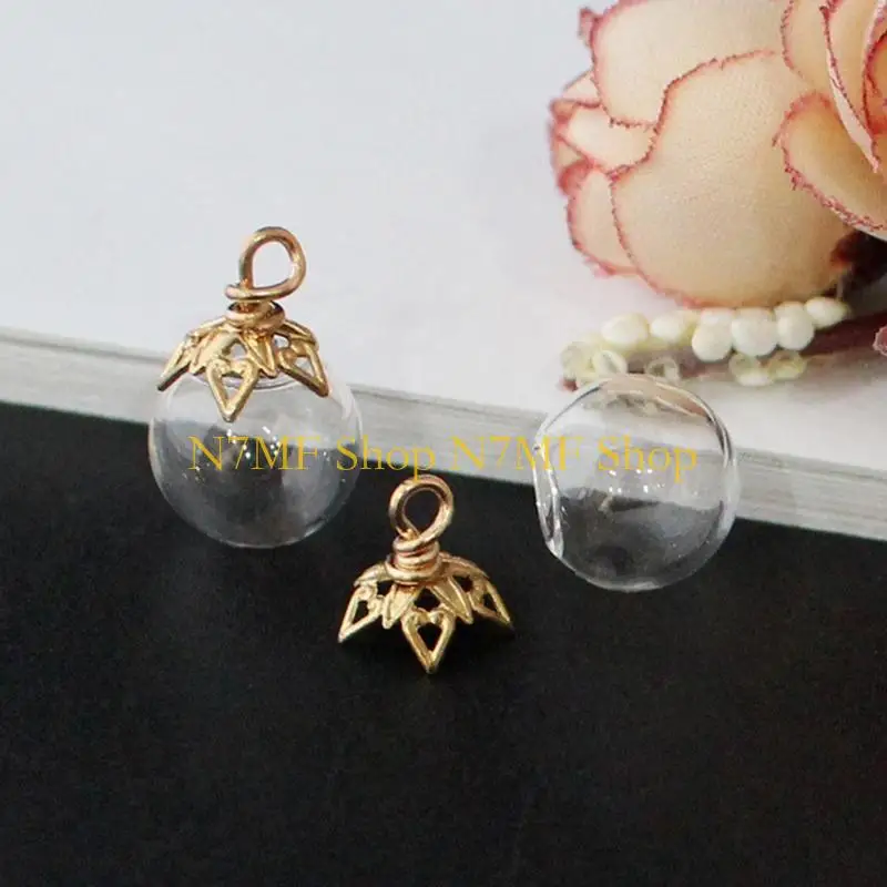 

N7MF 10 Pcs Multipurpose Glass Pendant Bottles with Silver Hat for Unique Fashion Accessories and Decorations Daily Use