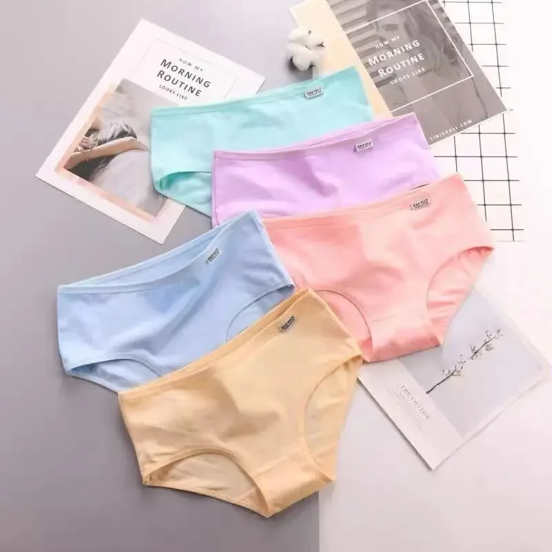 

10Pc/Lot Girls Panties Teenagers Briefs Underwear Solid Student shorts Cotton Underpants