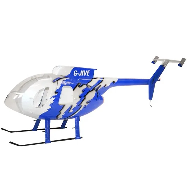 RC Gas Helicopter 500 Size MD500E G-Jive Blue/Red Painting Model Plane Helicopters