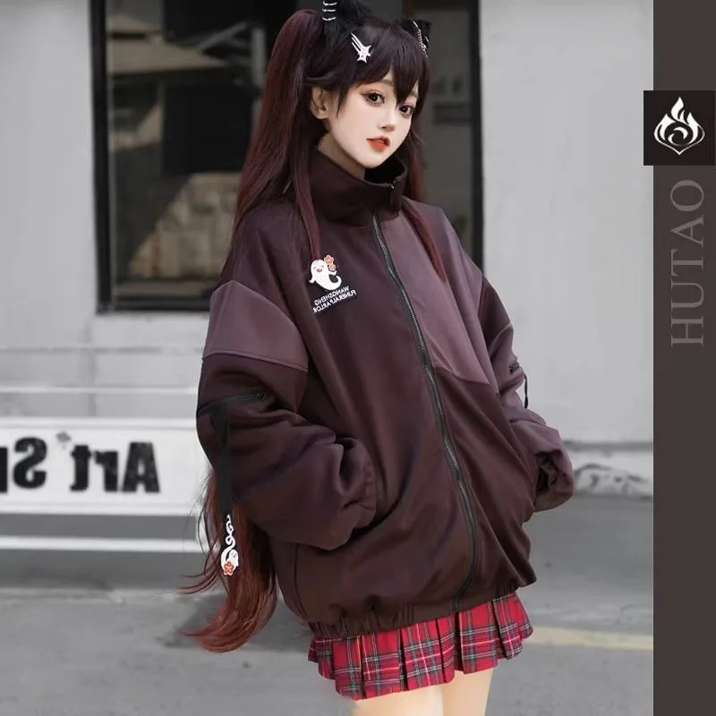 Hu Tao Cosplay Costume Game Genshin Impact Character Japanese Coat Sweatshirt Daily Suit for Women Anime Party Roleplay Outfits