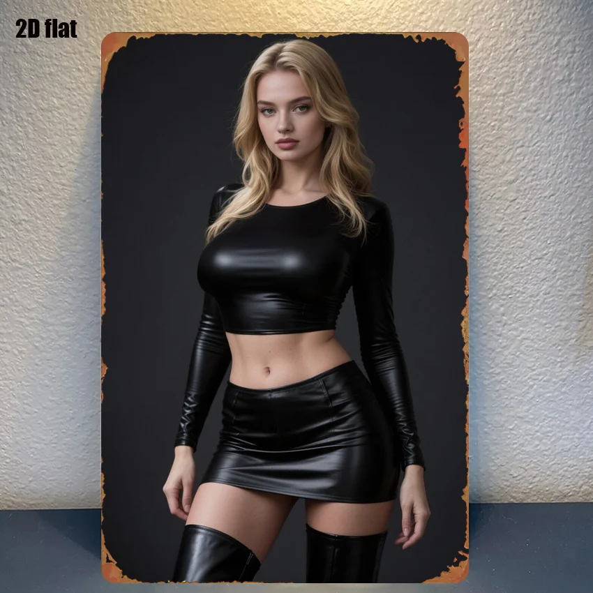 Metallschild mit schwarzem Leder-Bodysuit-Motiv, 20,3 x 30,5 cm, Wanddekoration für Bar, Garage, Zuhause