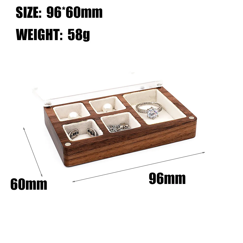 Walnuss Schmuck Verpackung Display Box Ring Ohrringe Halskette Anhänger Brosche Perle Lagerung Display Box