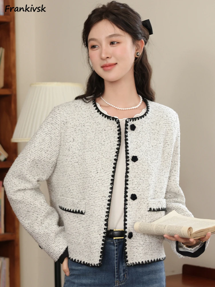 

Cropped Blends Women French Style Elegant Advanced Formal Temperament Spring Autumn Stylish Simple Minimalist Fashion Street