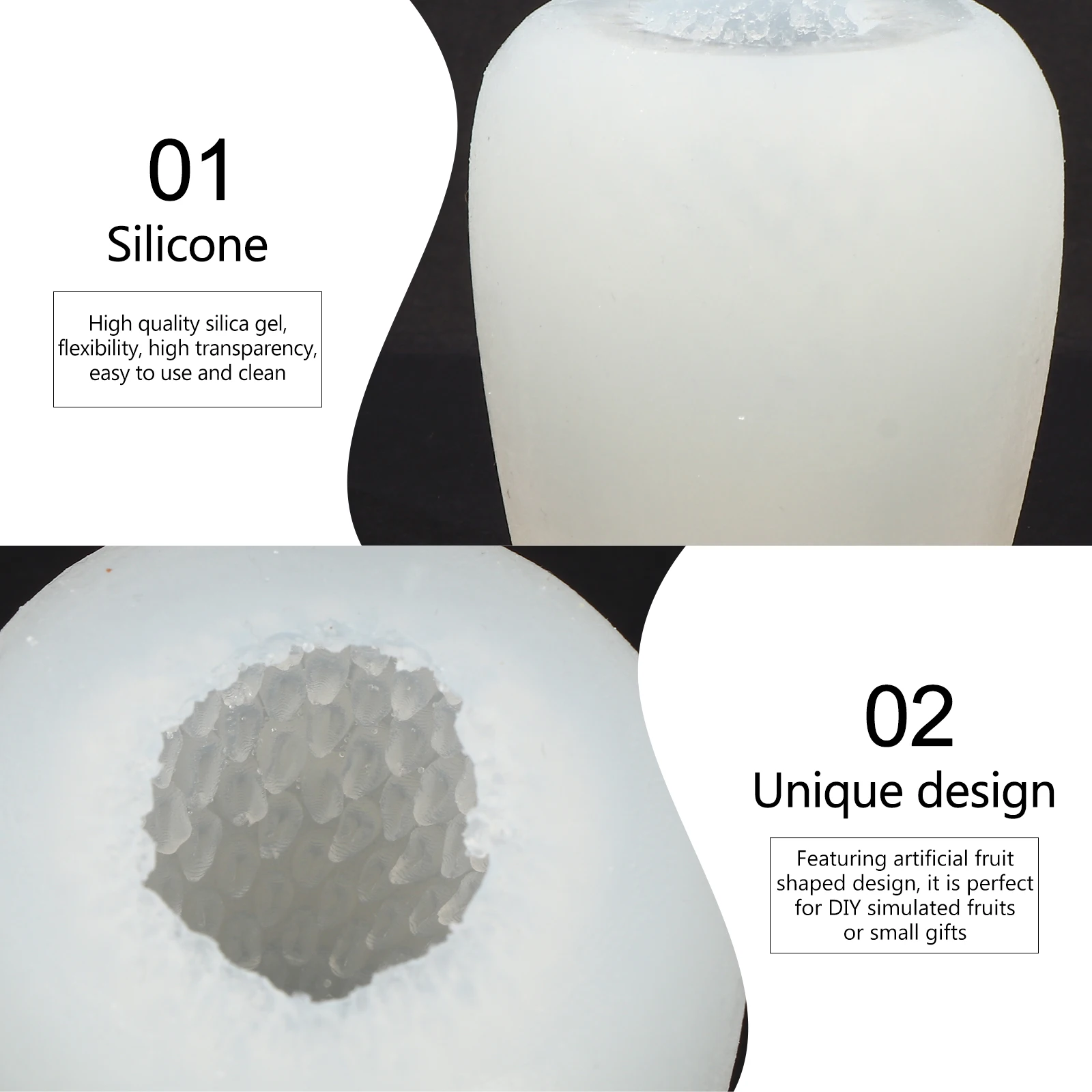 แม่พิมพ์ซิลิโคนรูปผลไม้สตรอว์เบอร์รี 2 ชิ้น สำหรับงาน DIY ทำจากวัสดุพรีเมียม ปลอดภัย ไม่เสียรูปง่าย