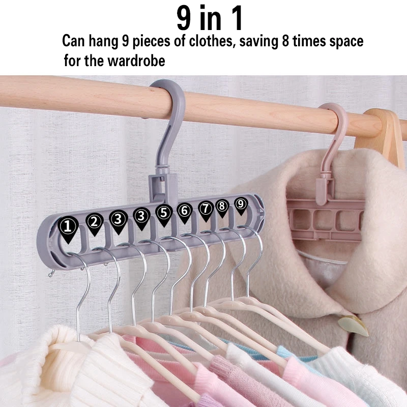 Multifunctional Magic Clothes Rack Storage Artifact Hanger Home Drying Rack 9 Hole Folding Hanger Wardrobe Storage Organizer