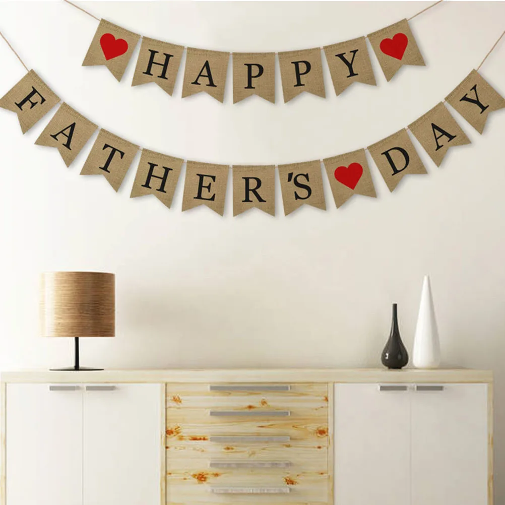 

Father's Day Pull Flag Decorations Bunting Garland Banner Party Supplies Burlap