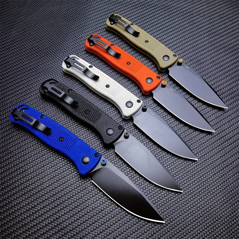 Multi-color BM 533 Pocket Folding Knife Sharp Drop-shaped Black Blade Nylon Wave Fiber Handle Outdoor Camping EDC Utility Tool