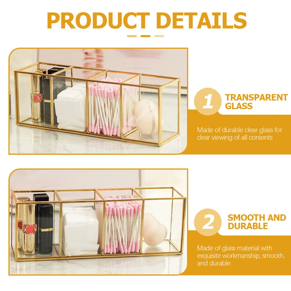 Glass Pen Holder Multi Compartment Transparent Desk Organizer for Makeup Brushes Pencil Storage Pencil Cup Organizer