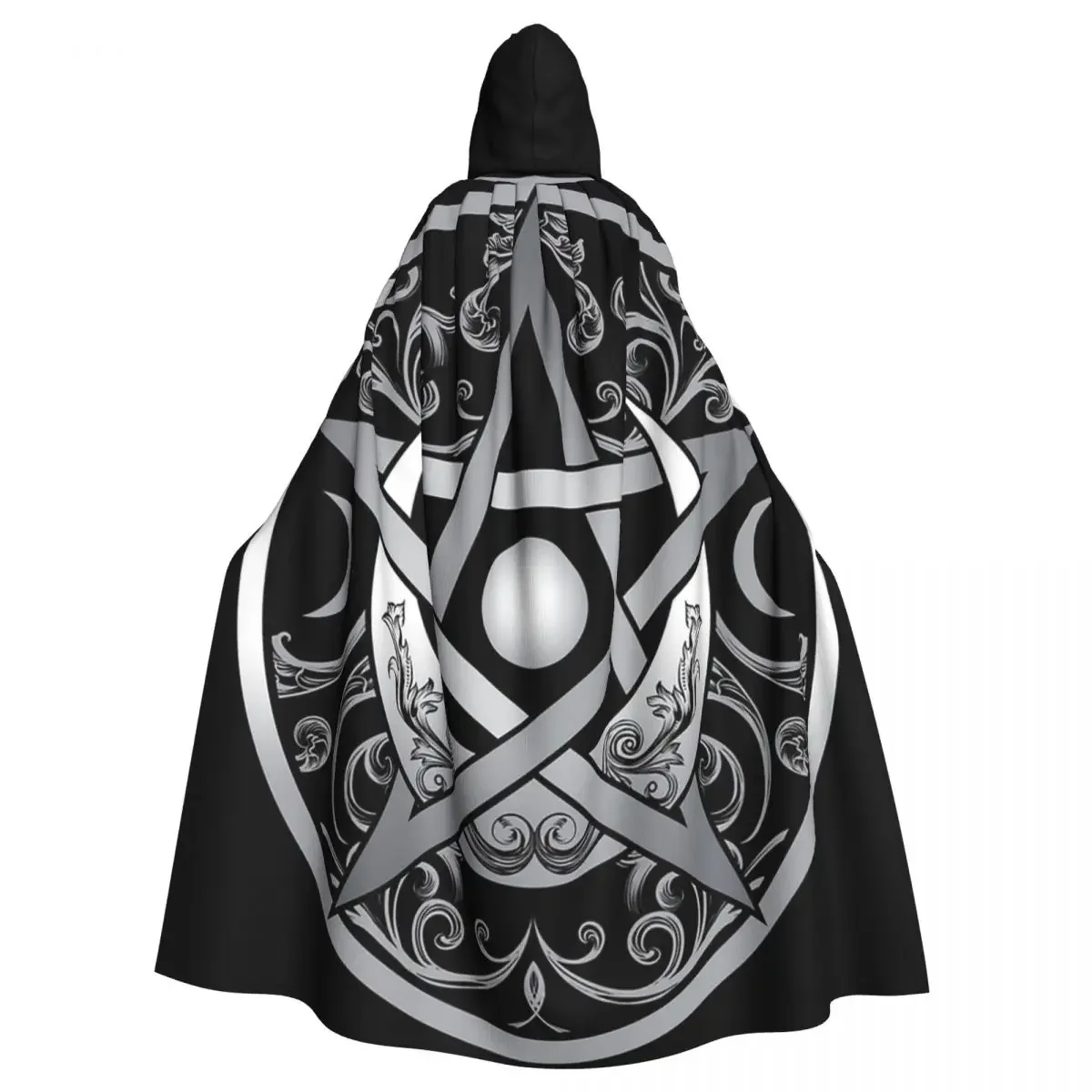 Pentagram Ornament Long Hooded  Witch Medieval Costume Cosplay Cape HalloweenVampire Adult Unisex