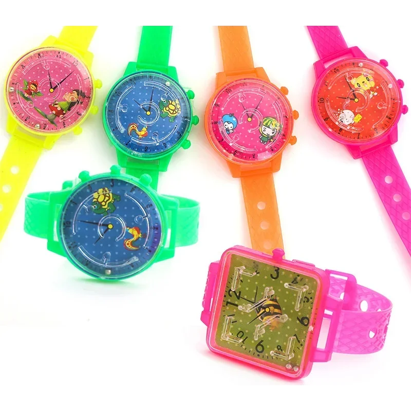 Children's Watch Toys Mini Color Maze Toys Plastic Labyrinth Ball Kids Birthday Party Favors Baby Gift Present