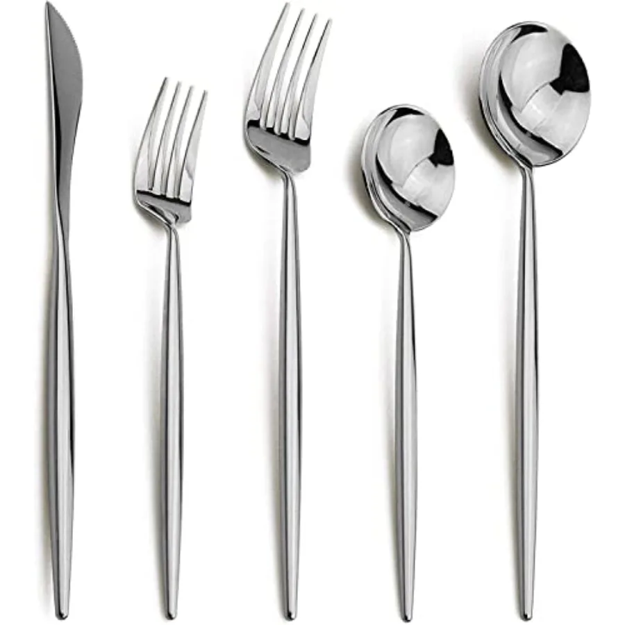 

20-Pieces 18/10 Stainless Steel Silverware Set Mirror Polishing SilverFlatware Set Kitchen Knife Fork Spoon Utensils Service fo