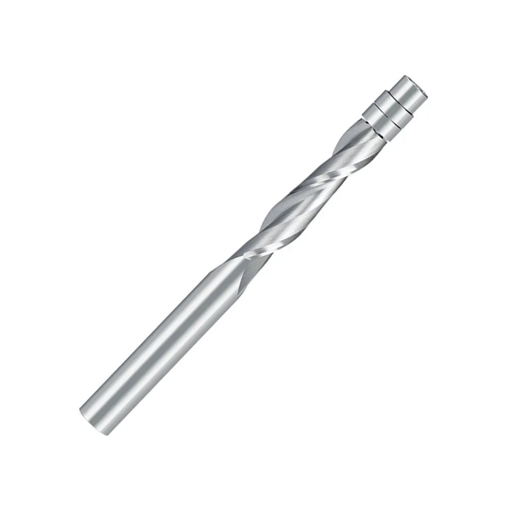 Milling Cutter Router Bit Silver Solid Carbide Spiral With Bearing Double Groove Efficient End Mill Precise 1 Pc