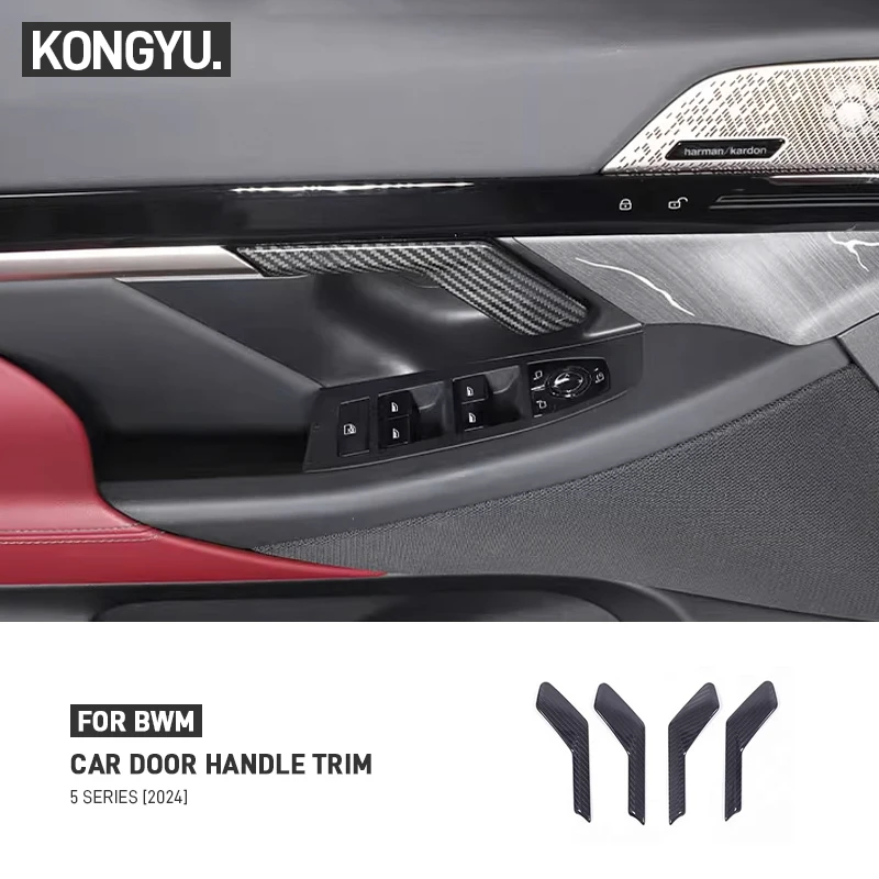 

Для BMW 5 серии G60 2024, настоящая сухая внутренняя дверная ручка из углеродного волокна, рамка, накладка, наклейка, внутренние декоративные аксессуары