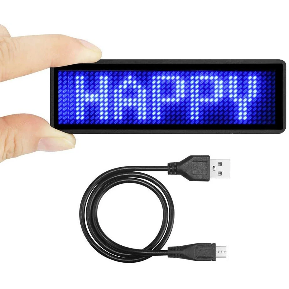 Rechargeable Bluetooth Digital LED Badge Insignia DIY Programmable Scrolling Message Board Mini LED Display LED Name Tag