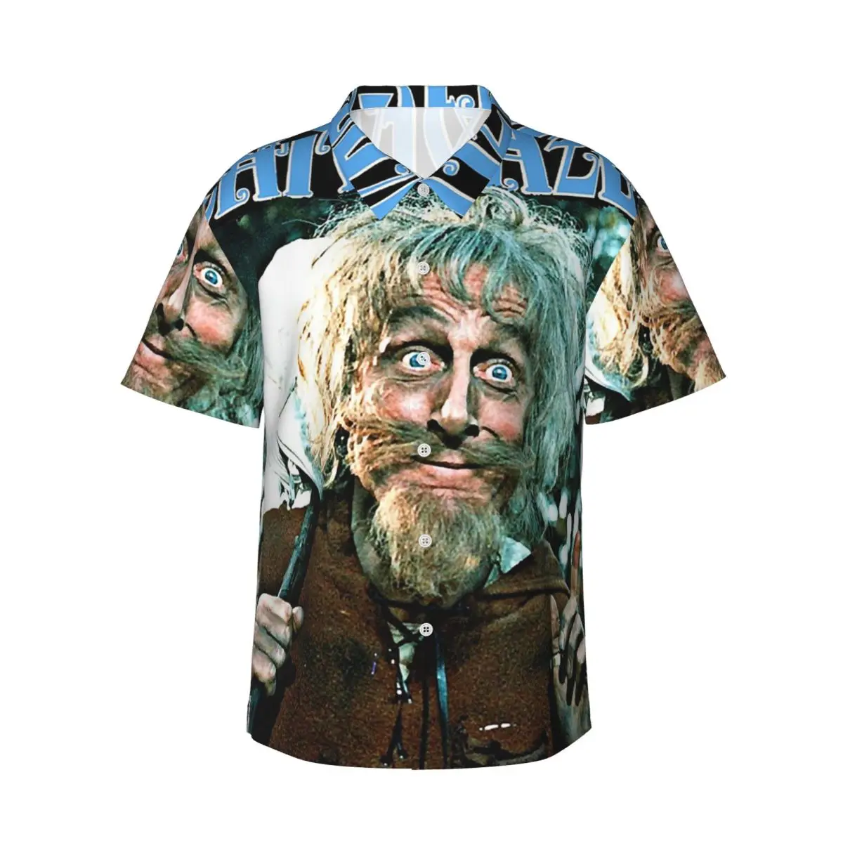 

Catweazle Transparent Men's Shirts Hawaiian Short Sleeve Shirt Funny Button Tops for Summer Beach