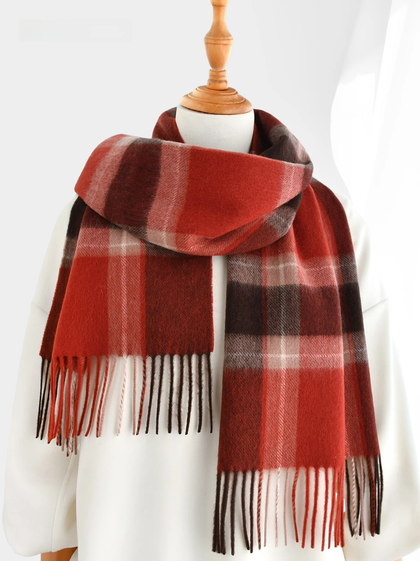 英国風チェック柄ウールスカーフ女性の秋冬暖かいネックウォーマー新年クリスマスギフト誕生日プレゼントボックス