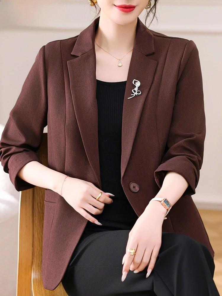 

Ele Autumn Outerwear for Women Faionable Lady Sle Loose Fit Cardigan Korean Sle Polyester Fiber Jaet