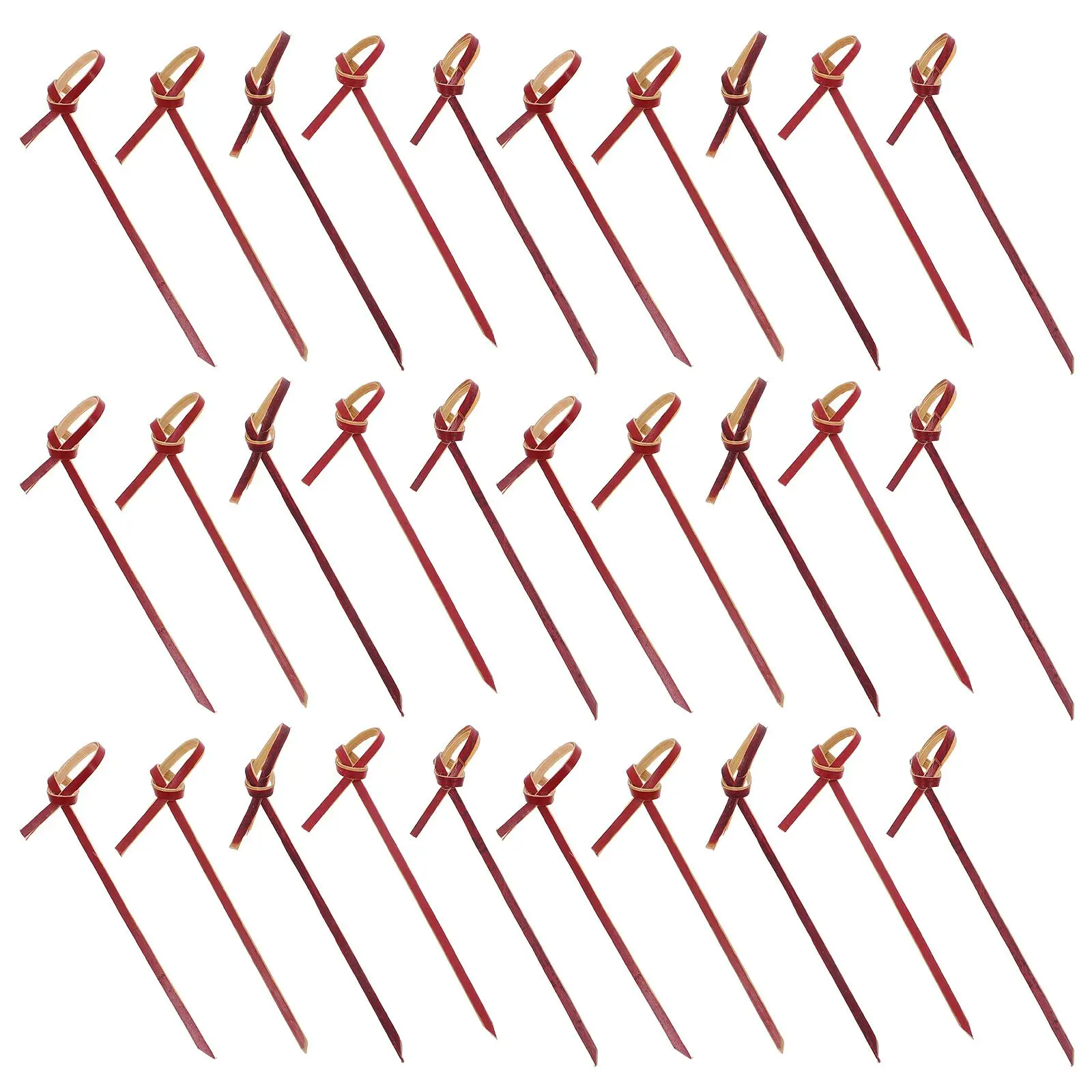 

100 Pcs Bamboo Fruit Picks 9cm Red Knot Cake Decorations Party Accessories Food Skewers Sandwich Snacksticks Bar Tools Kitchen
