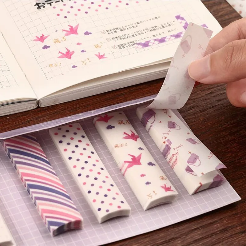 240PCS per pack  Small fresh tape sticky note type sticker pocket decoration  6 options Office School Supplies