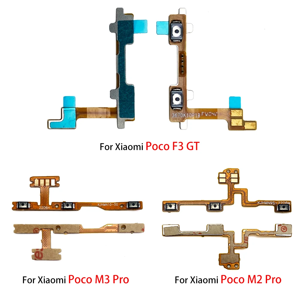 Repair For Xiaomi POCO M3 M2 M4 Pro 5G X2 X3 F1 F2 F3 X4 GT M5 Power On Off Volume Side Button Key Flex Cable Replacement Parts