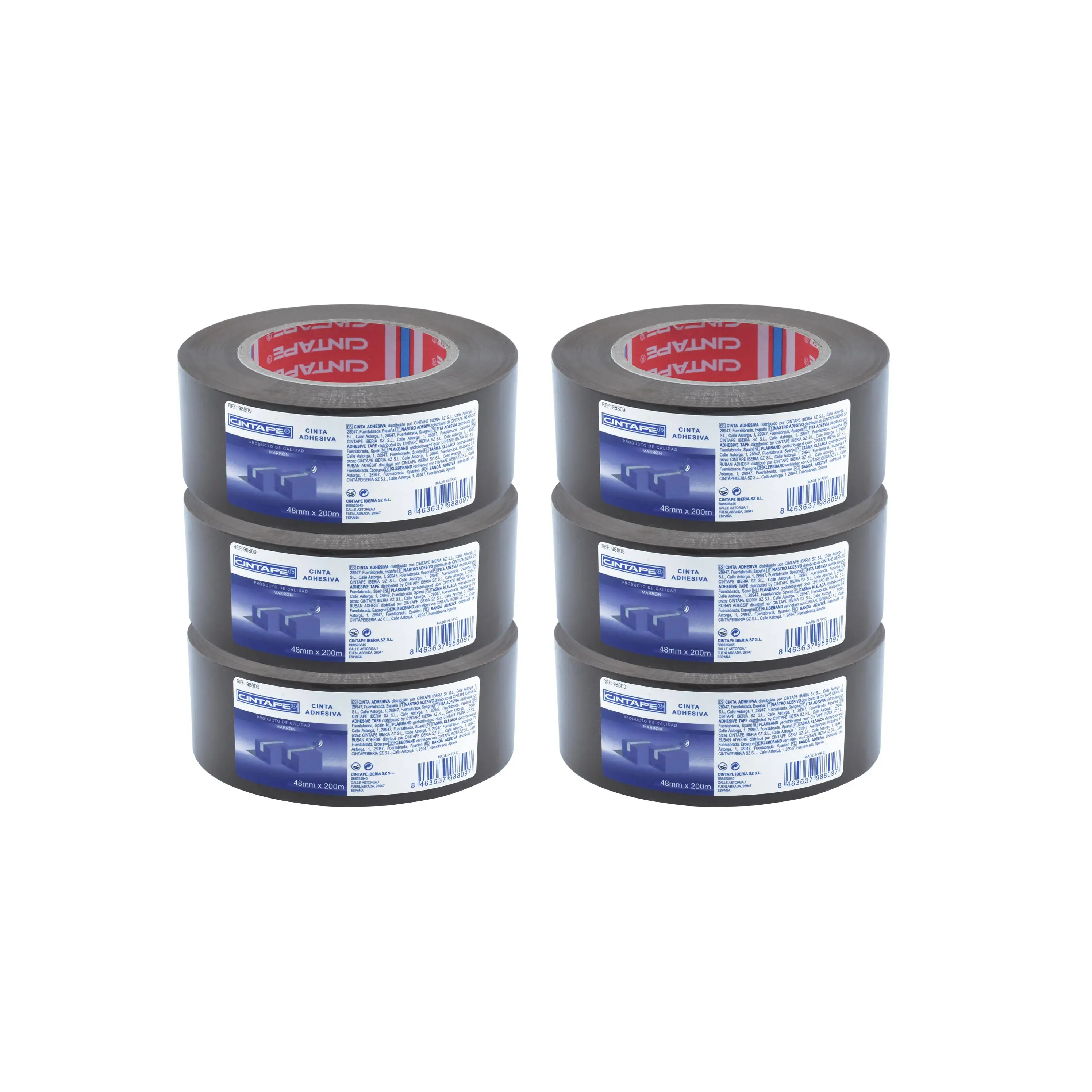 Cinta Adhesiva Color Marrón 48mm*200m Rollo de Embalaje Resistente Multiusos Paquete de 6/18/36 Rollos Cintape