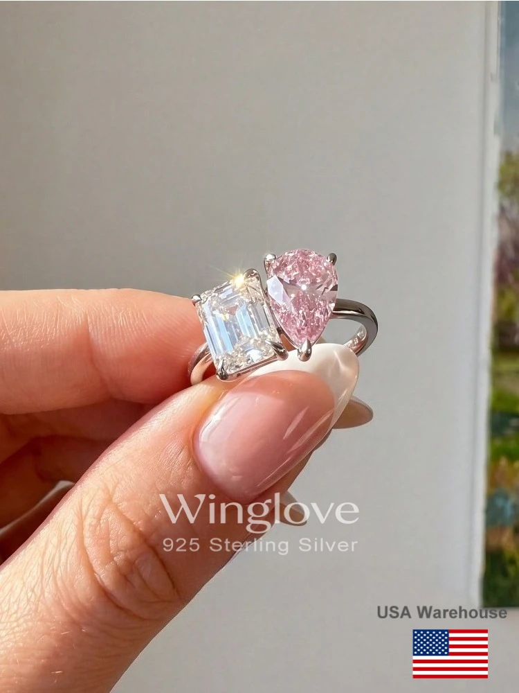 Simple Classic Zircon WaterDrop Square Ring For Women 925 Sterling Silver Engagement Wedding Luxury High Quality Fine Jewelry