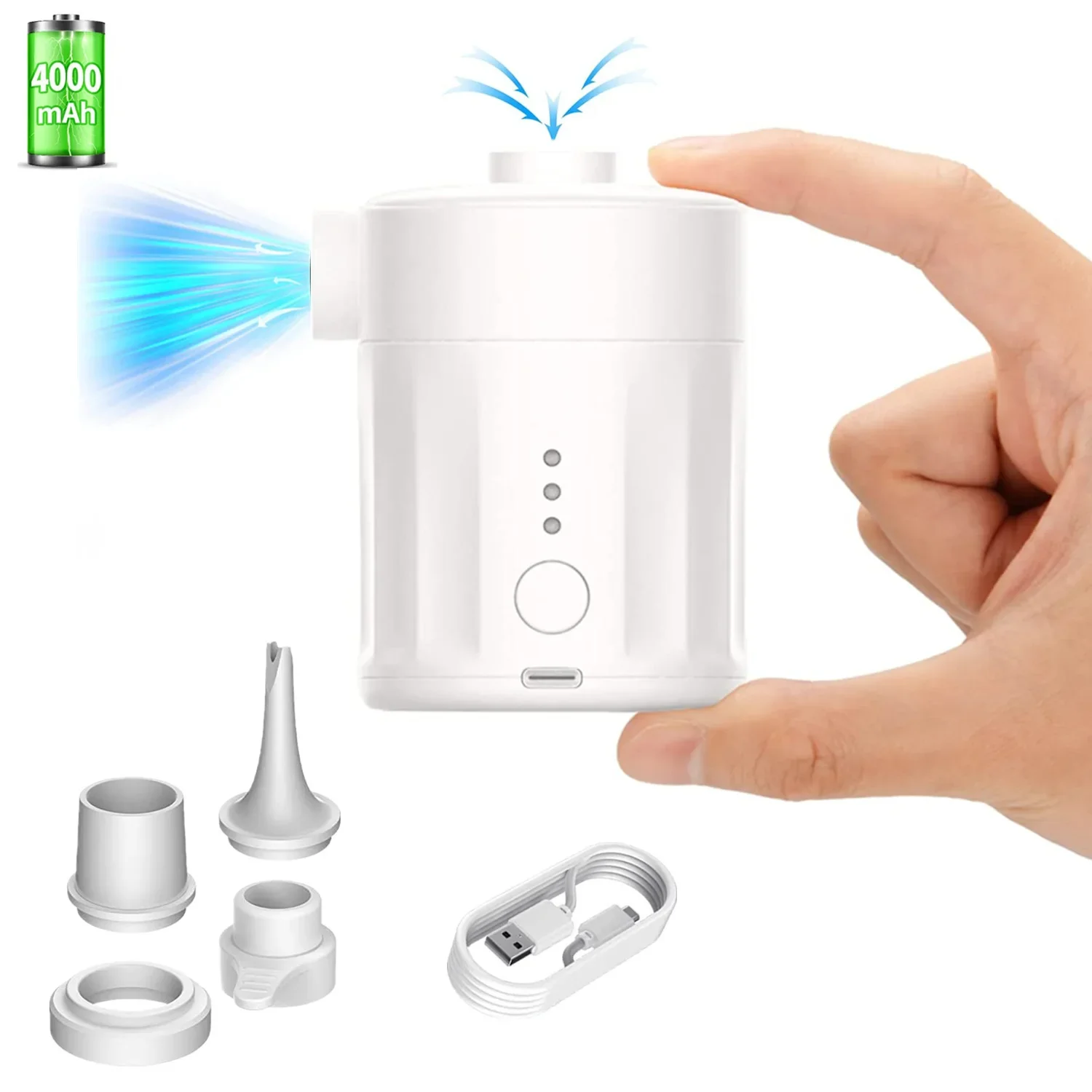 

Air Pump Camping Rechargeable Mini Air Pump with Camping Light for Pool Floats Air Mattress Vacuum Bags