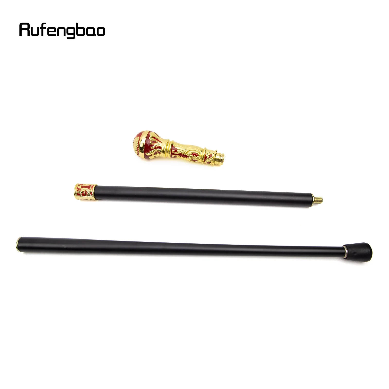 عصا مشي عصرية بمقبض دائري فاخر باللون الأحمر الذهبي للحفلات، عصا مشي أنيقة Steampunk وEyday 93 سم