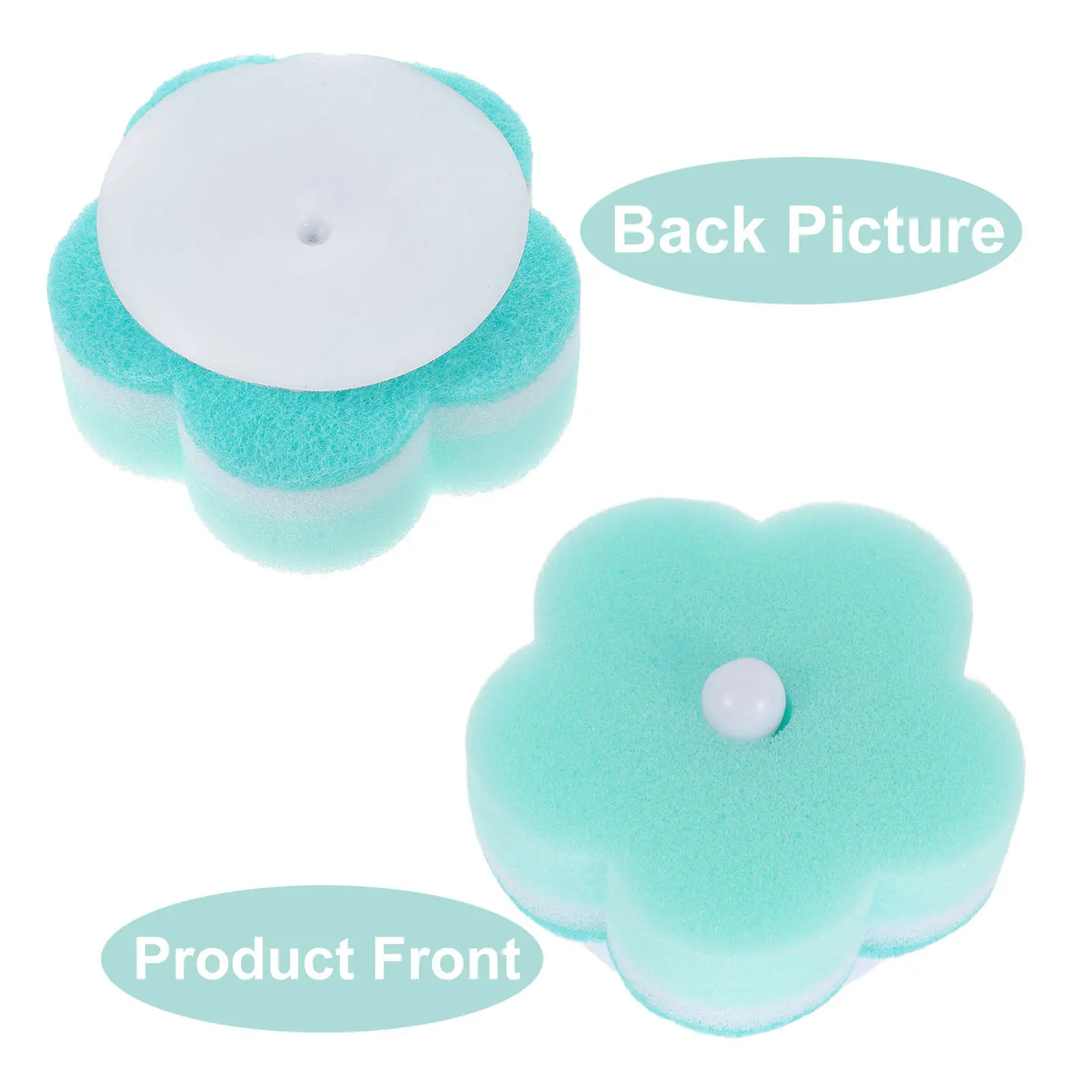 5Pcs Reusable Flower Shape Cleaning Sponges Dual-Sided Scrub Sponge for Dishes Stovetop Stainless Steel Safe Kitchen Bathroom