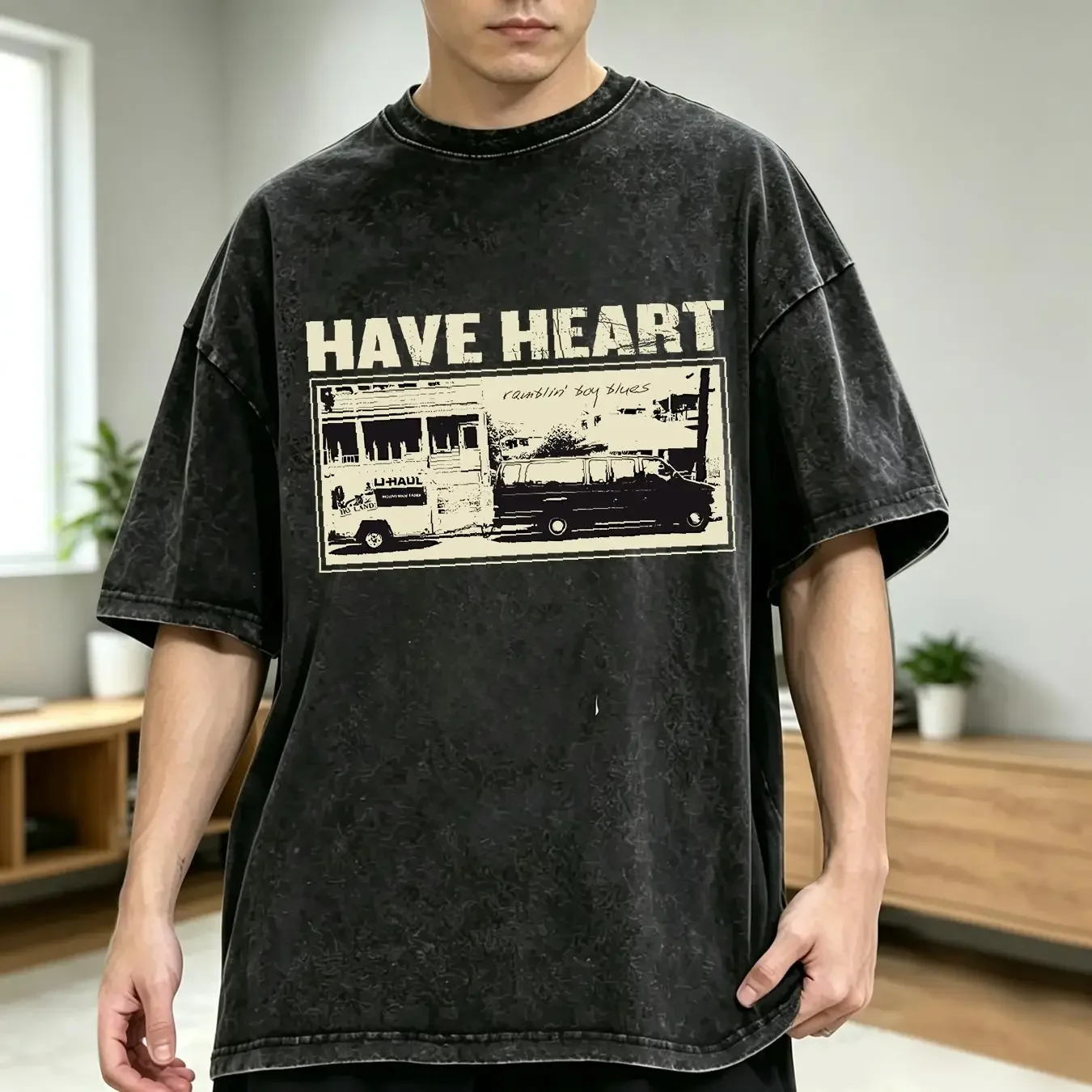 washed T Shirt Have Heart Hardcore Band punk rock TE3711 vintage Washed homme Soft Unisex Casual streetwear